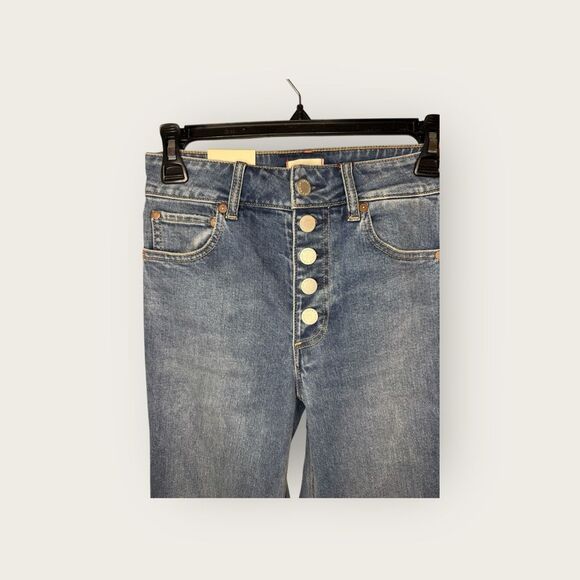 Alice & Olivia Missa Mid Rise Exposed Button Wide Leg Jeans Lola Blue Size 24 NW - Picture 5 of 9